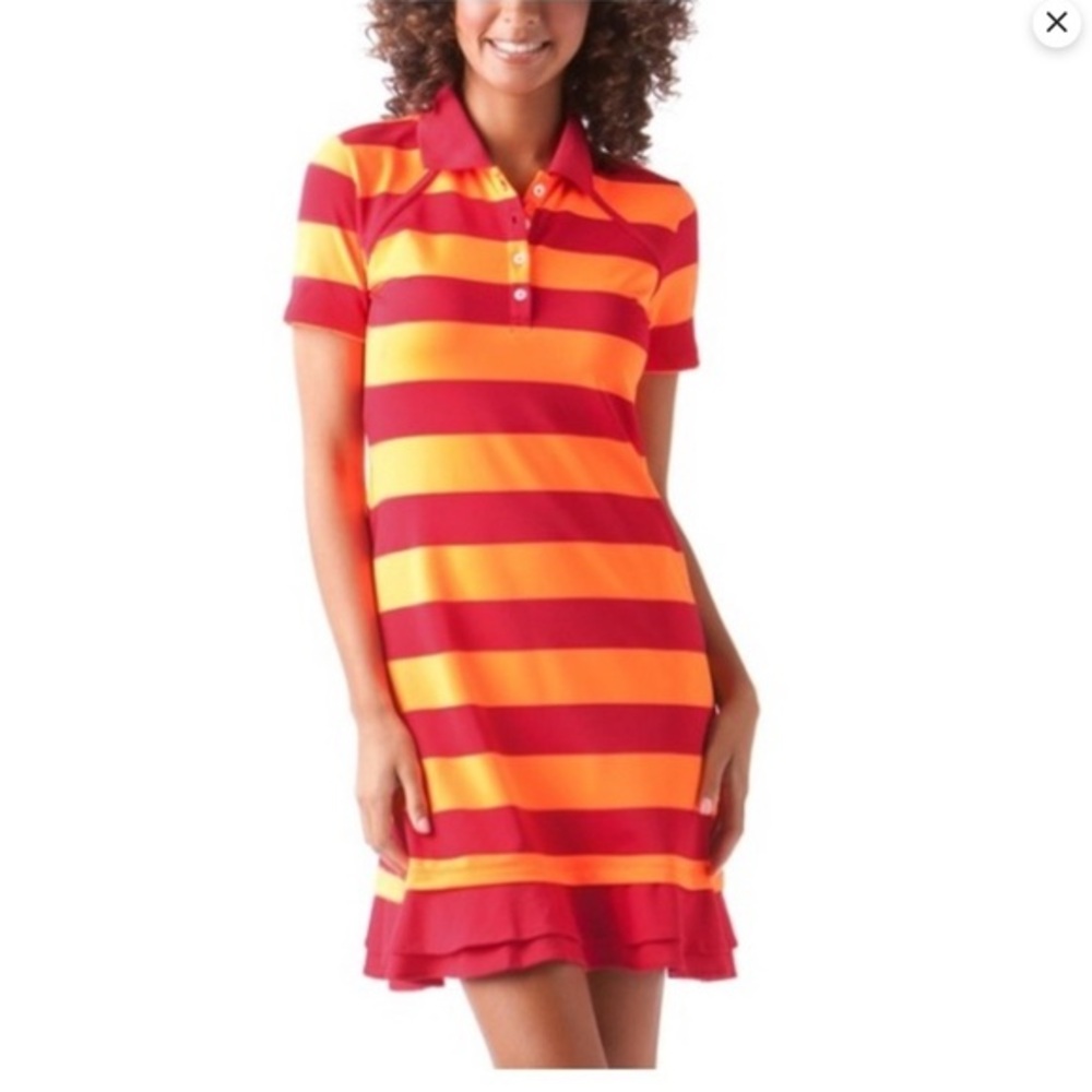 Oakley Sweet Spot Rugby Neon Striped Polo Golf Dress, S, MSRP $88